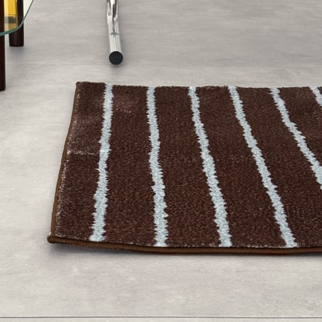 rug-03097　Brown × Blue Chalk Stripe Rug 40×60cm / 60×90cm