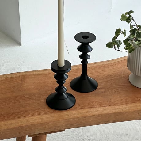 candle-03112　Wood Candle Stand Black 3 Types