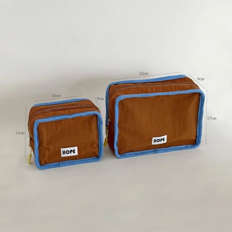 pouch-03003　Blue×Brown HOPE Piping Pouche Set Of 2