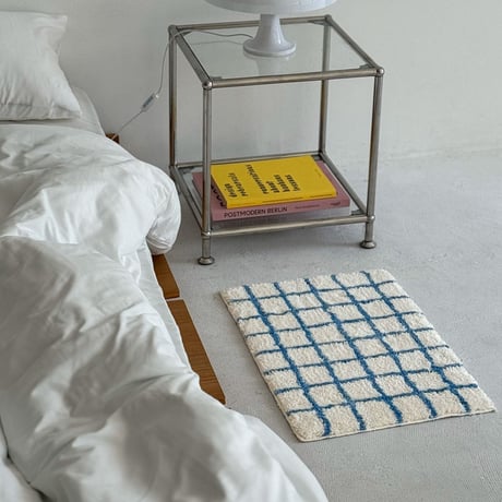 mat-03071　Blue Graph Check Rug