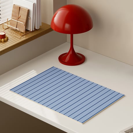 tablecloth-03071　Blue / Brown Stripe Vegan Leather Placemat