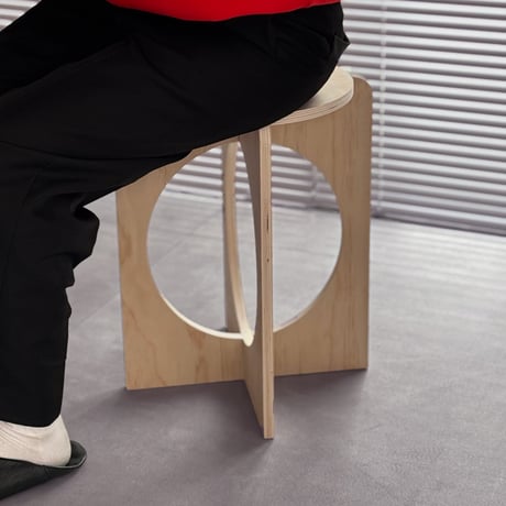 stool-03059　Natural Wood Outcut Stool
