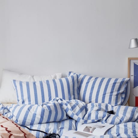 sheet-03002　White×Blue London Stripe Duvet Cover