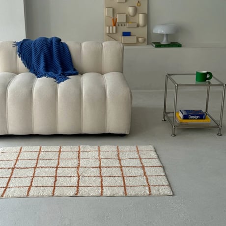 rug-03080　Orange Graph Check Rug 80×120