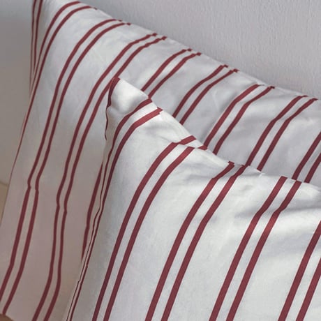 pillowcase-03007　White×Red Double Stripe Pillowcases Two-pieces