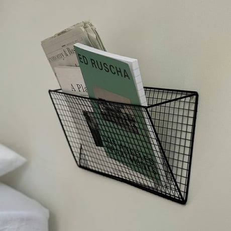 shelf-03044　Iron Mesh Wall Magazine Rack Black