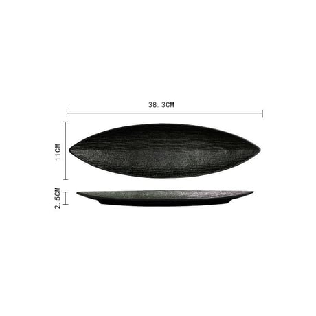 plate-03111　Leaf Black Multi Plate