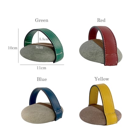 paperweigh-03002　Decorative Stone Paperweight with Vegan Leather Handle