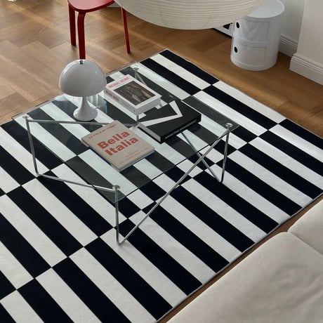 rug-03067　White And Black Striped Rug 140×200/160×230