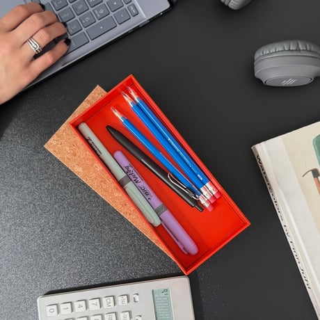 stationery-03051　Cork Cover Slide Type Accessory Storage Box