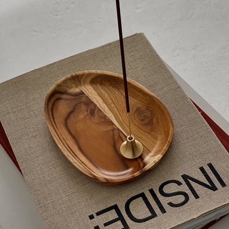 incenseholder-03056　Bulb Brass Acacia Plate Incense Holder
