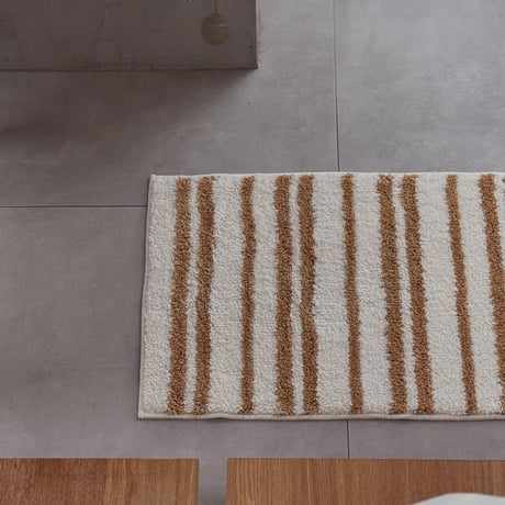 mat-03091　Thick And Thin Stripe Rug Natural Brown 40×60cm