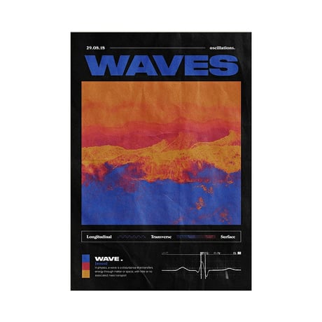 poster-03118　WAVES Silver Frame Art Poster 70×50