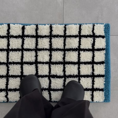 mat-03105　Blue Line Graphcheck Rug 40x60cm
