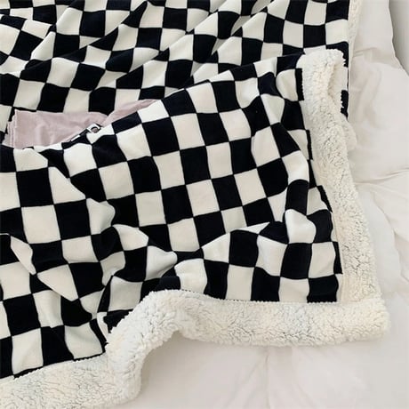 blanket-03040　Checkered Flag Boa Blanket 210×240