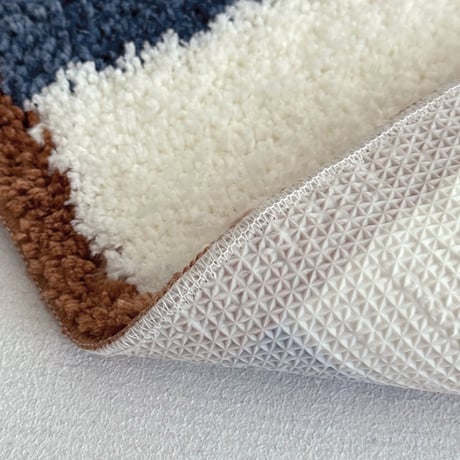 mat-03095　Blue×Brown Stripe Rug 45×60