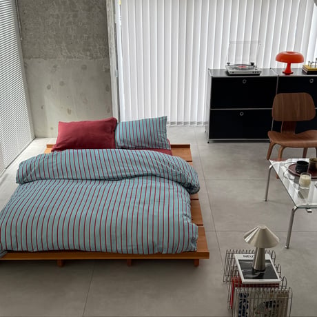 beddingsets-03157　Light Blue×Red  Stripe Bedding Sets