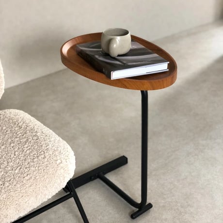 table-03033　One Leg Wood Iron Side Table