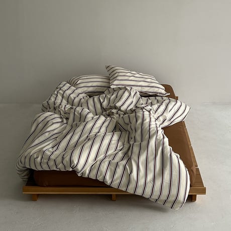 beddingsets-03011　Cream×Brown Thick and Thin Stripe Bedding Sets