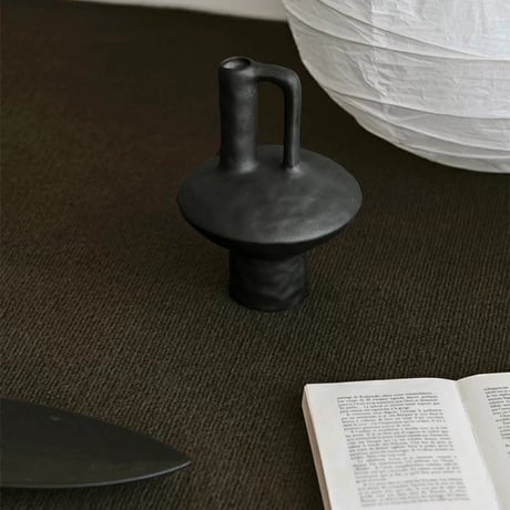 flowervase-03308　Matte Black Flower Vase With Handle