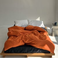 beddingsets-03068　Orange×Black×White Plain Bedding Sets