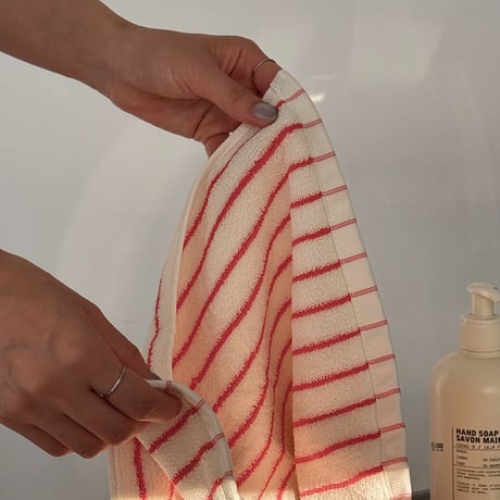 towel-03037　Black / Red Stripe Face Towel