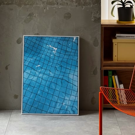 poster-03162　Blue Water Surface Pool Art Poster with White Frame 70×50cm