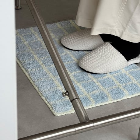 mat-03112　Light blue×White Tile Pattern Rug 40x60