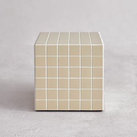 table-03215　Beige Tile Cube Side Table Stool