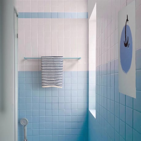 wall-03113　Iron Wide Towel Hangar Light Blue W60cm
