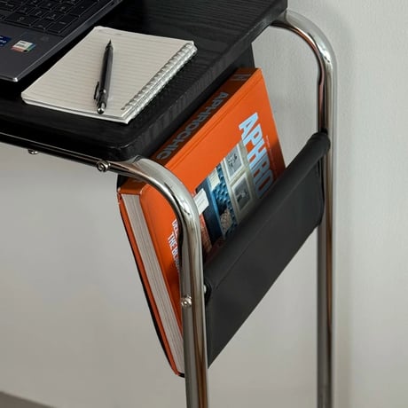 table-03192　Black Side Pocket Desk with Casters