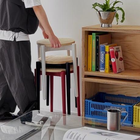 stool-03055　Color Leg Wood Stool