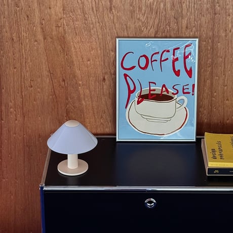 poster-03180　COFFEE PLEASE Silver Frame Cafe Poster 30×40cm