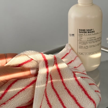 towel-03037　Black / Red Stripe Face Towel