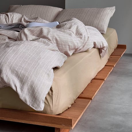 beddingsets-03165　Ecru Stripe×Sand beige Striped Bedding Set