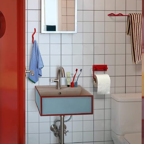 wall-03112　Iron Toilet paper holder Red