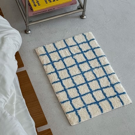 mat-03071　Blue Graph Check Rug