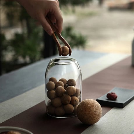 pot-03002　Cork Ball Glass Canisters/Set of 3