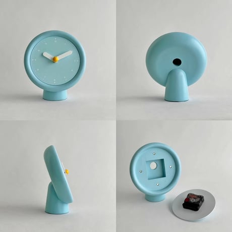 clock-03097　Blue Round Table Clock With Stand