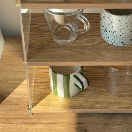 rack-03045　Clear×Wood 4Tier Display Rack