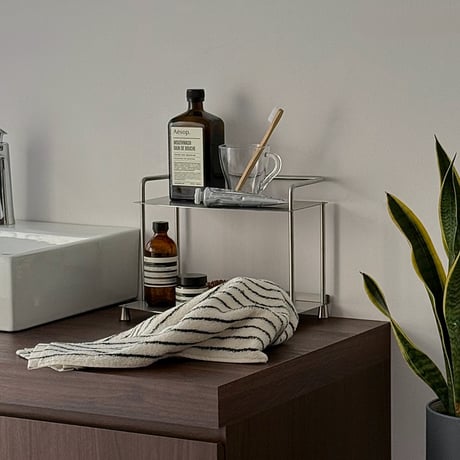 rack-03114　Stainless Steel Hairline Finish 2 Tier Flame Display Rack