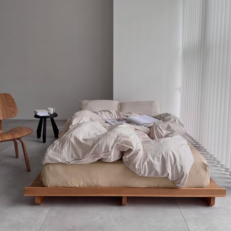 beddingsets-03165　Ecru Stripe×Sand beige Striped Bedding Set