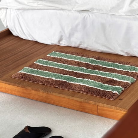 mat-03093　Brown×Green×White Stripe Rug 45×60
