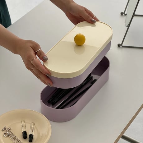 box-03058　Purple And Cream Bicolor  Storage Box