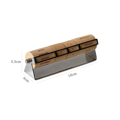 calendar-03031　Silver Frame Natural Wood Perpetual Calendar