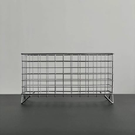 box-03027　Wide Silver Steel Basket