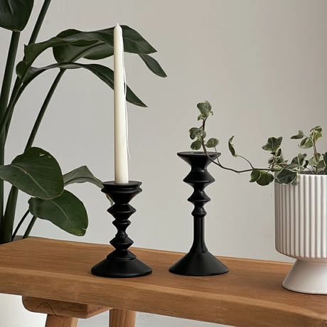 candle-03112　Wood Candle Stand Black 3 Types