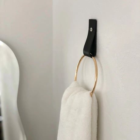 interior-03106　Leather×Metal Ring Towel Hanger