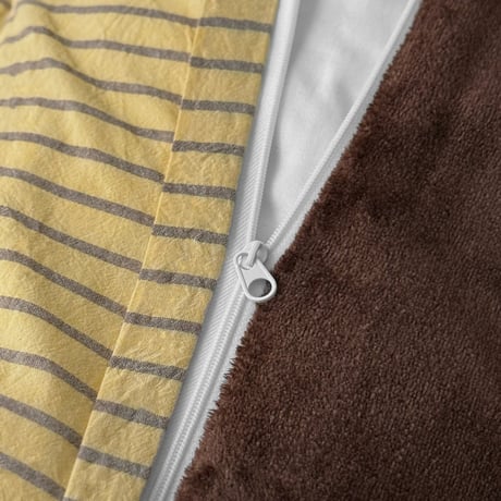 beddingsets-03133　Warm Thick Fiber Brushed Pencil Stripe Bedding Set (Yellow/Brown)