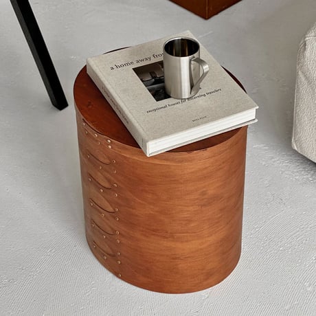 table-03102　Natural Wood SHAKER BOX Side Table Brown